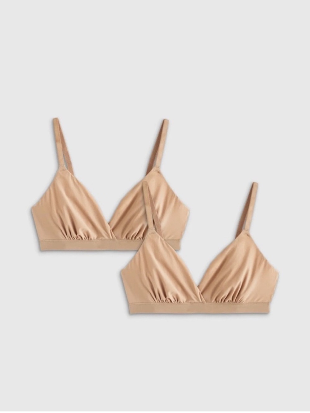NWOT QUINCE 2 Pack Second Skin Crossover Bralettes XL Sand 0924